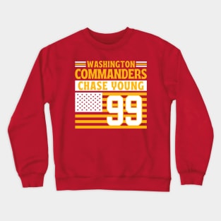 Washington Commanders Young 99 American Flag Football Crewneck Sweatshirt